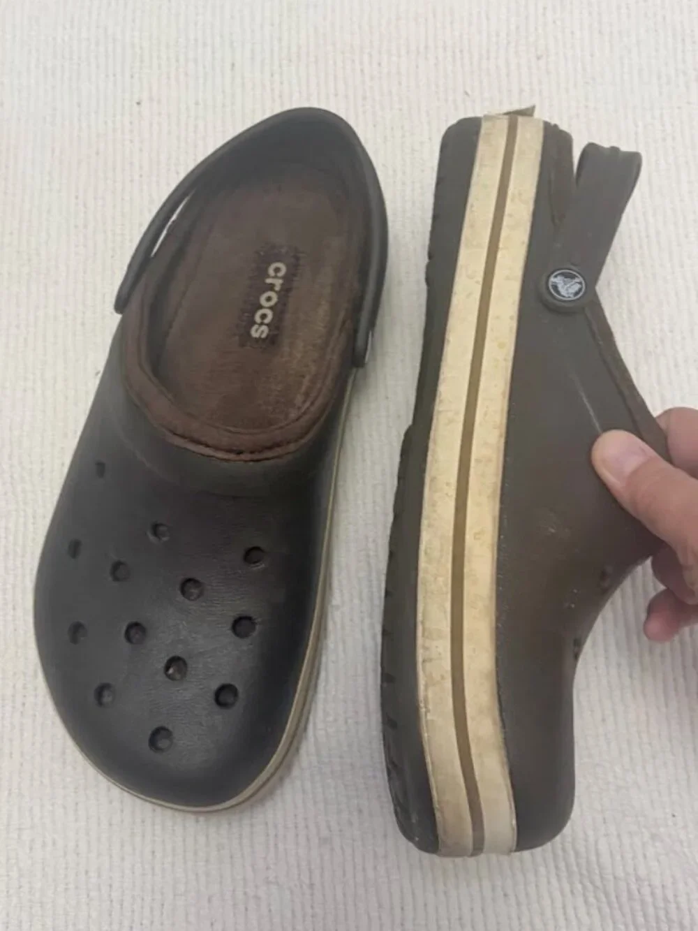 Crocs Crocband Stripe Sporty Midsole Lightweight Cushioning Slip On Clogs